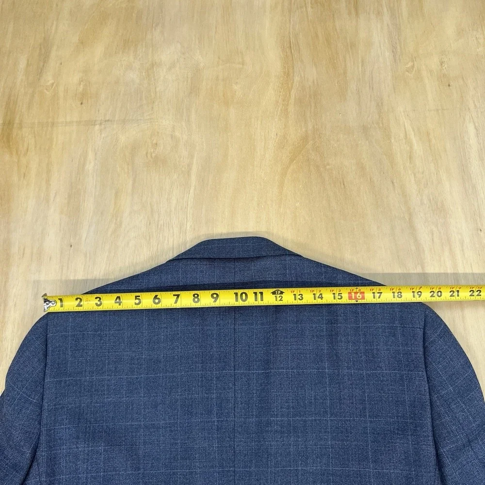Pronto Uomo Sport Coat Blazer Jacket Mens‎ 42R Wool Rayon Blue Plaid Flannel